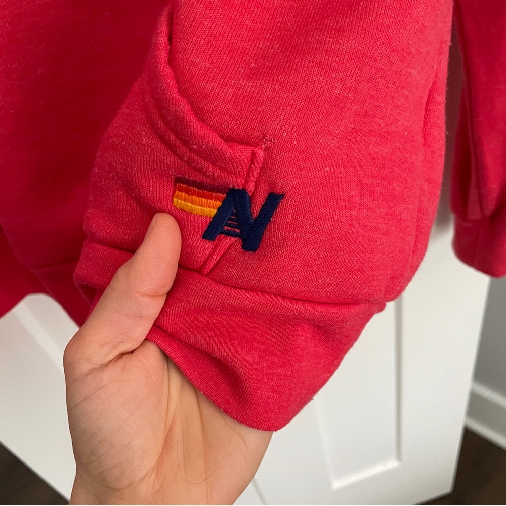 Aviator Nation Pullover Hoodie Sweatshirt Neon Red Venice Size Small - Picture 4 of 7